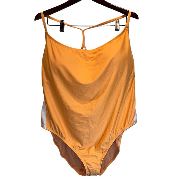 J. Crew Orange Active Colorblock On Piece Swimsuit Bathing Suit Size 24 NWT - Picture 2 of 4